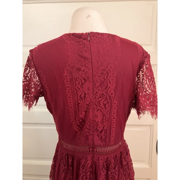 NWT Blencot  Maxi Dress Red Maroon‎ Lace Sz Small boho prairie cottagecore - Picture 8 of 14